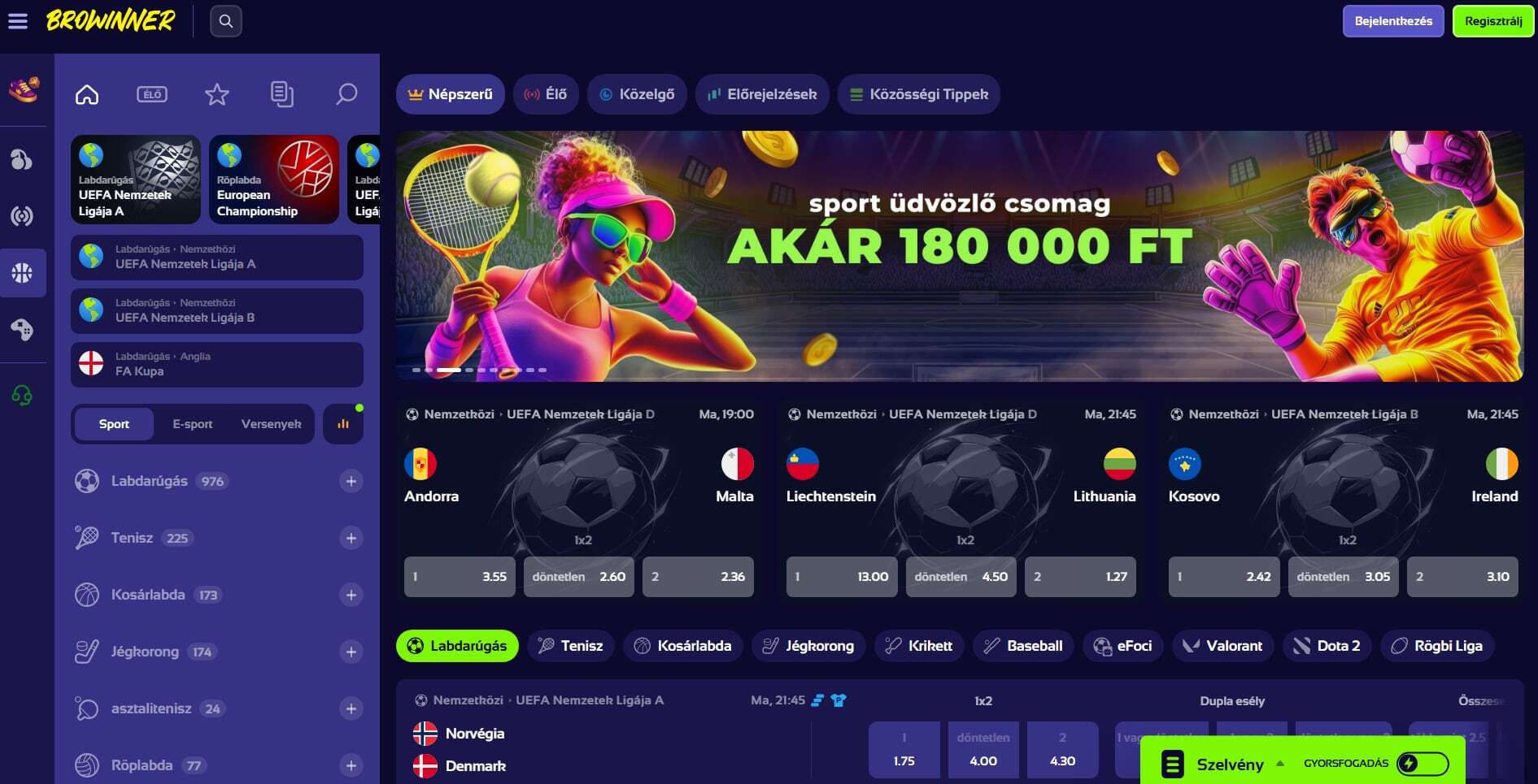Sportfogadás a Browinner